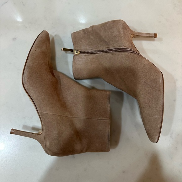 L’Agence Aimee Suede Stiletto Booties in Taupe Brown - Picture 6 of 10